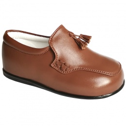 Boys Brown Tan Smart Tassel Loafers